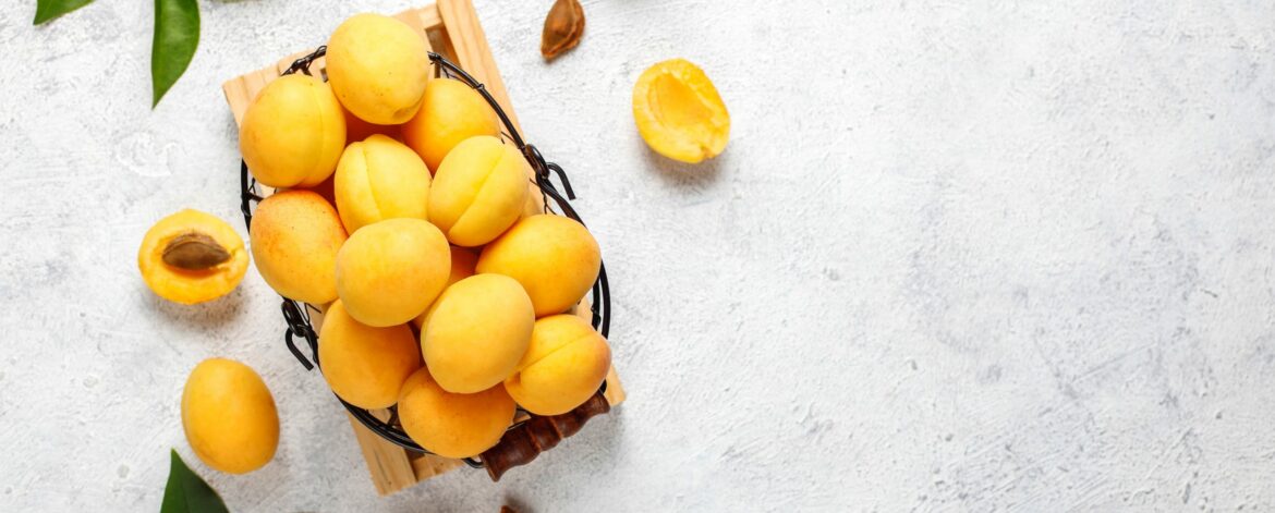 Fresh organic apricots,summer fruit,top view